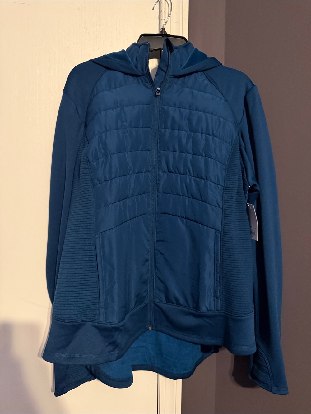 Women’s Blue Quilted Hooded Jacket